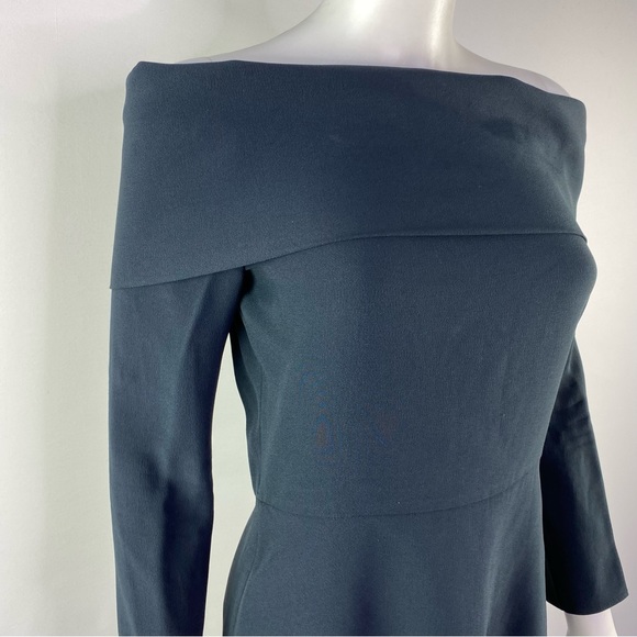 Theory Size 4 Navy Blue Off The Shoulder Elegant Mini Kensington Dress - Picture 3 of 8